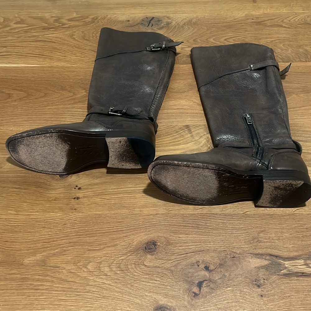 Frye Phillip Brown Leather Tall Western Riding Boots 3476847 Block Heel Size 6B - Picture 7 of 14